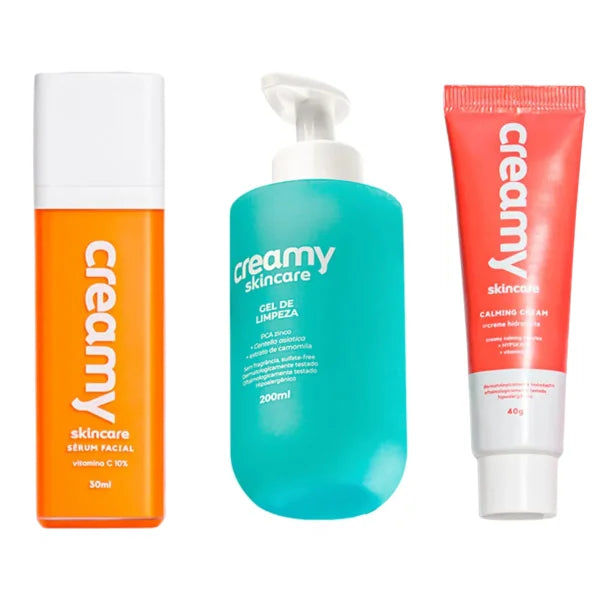 Creamy Kit: Facial Moisturizer + Cleansing Gel + Vitamin C Facial Serum