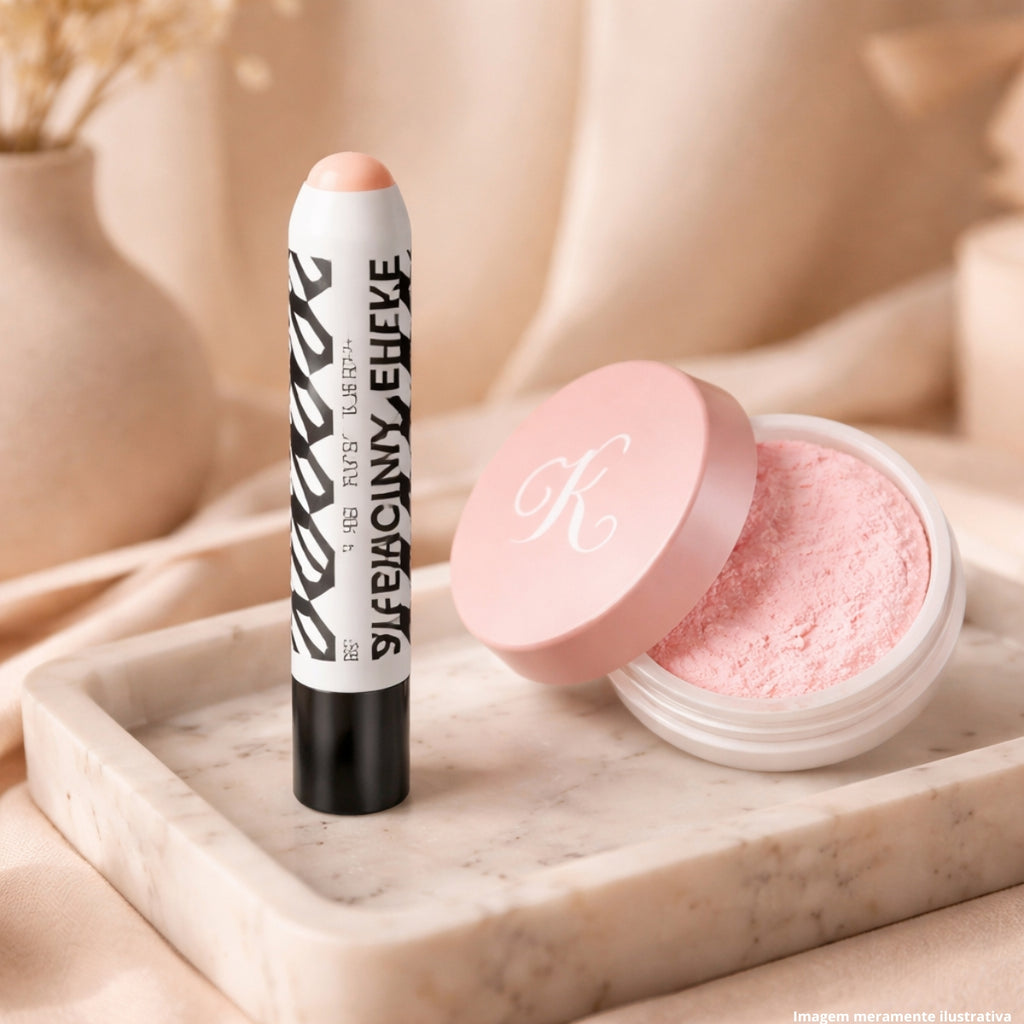 Fran Rose Stick Cover Concealer Kit + Pink Powder Karen Bachini Pink Matte Loose Powder