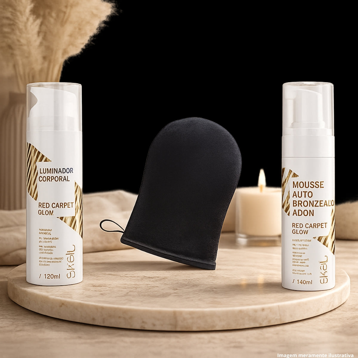 Skelt Red Carpet Glow Kit: Self-Tanning Mousse 140ml + Body Illuminator 120ml + Self-Tanning Applicator Glove