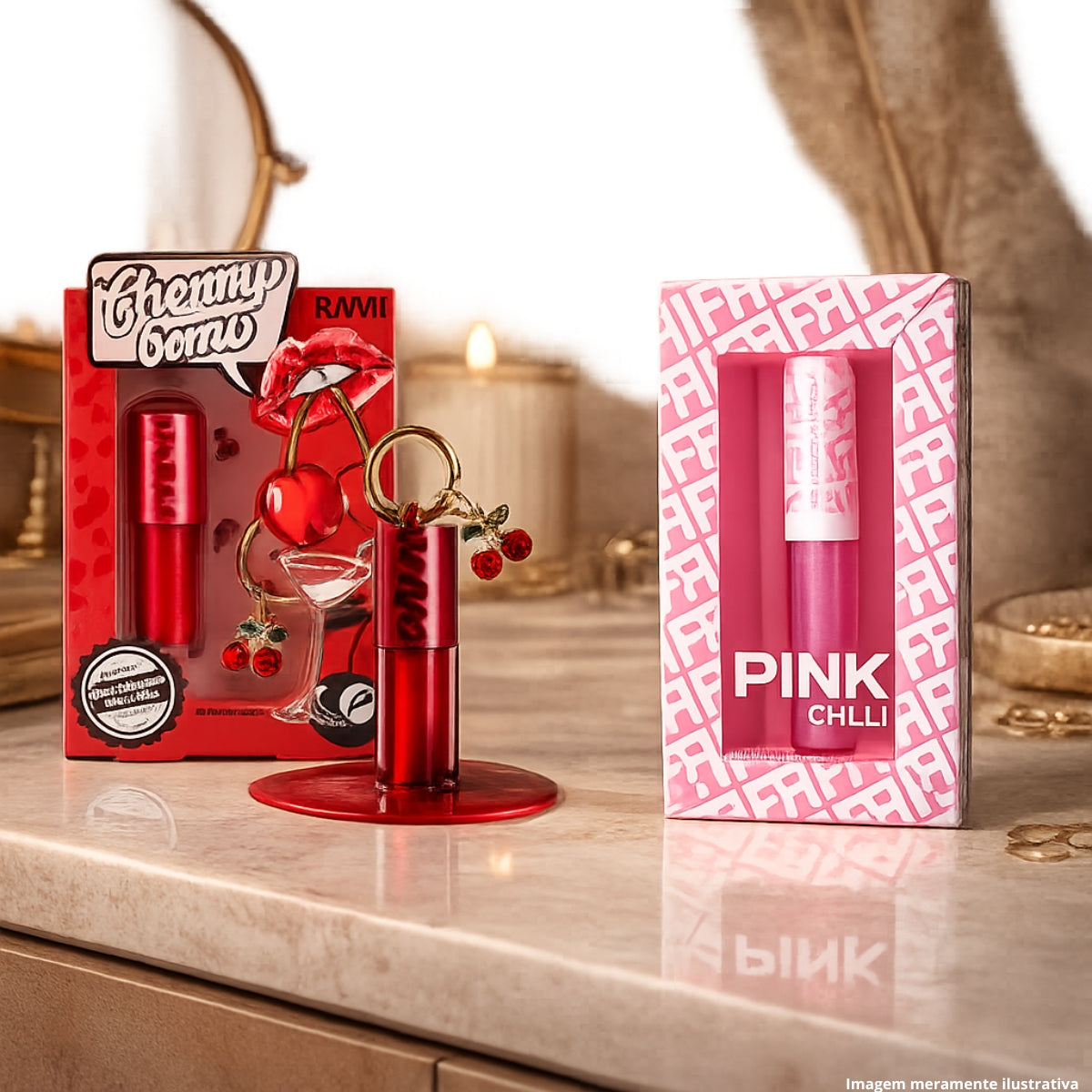 Cherry Bomb Lip Gloss Kit Pam by Pamella + Pink Chilli Fran BT Limited Edition