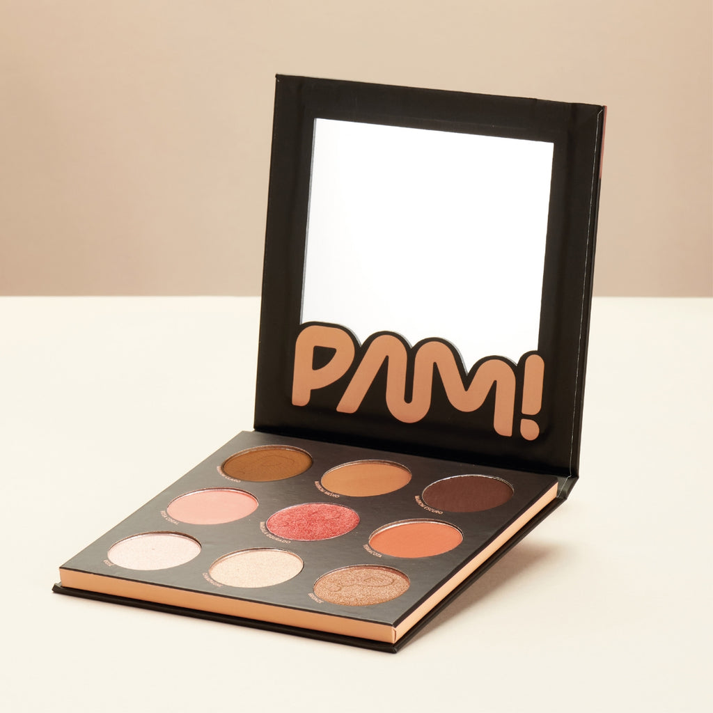 Multifunctional 9-Color Palette - Contour + Blush + Highlighter - 9 Essentials! PAM By Pamella